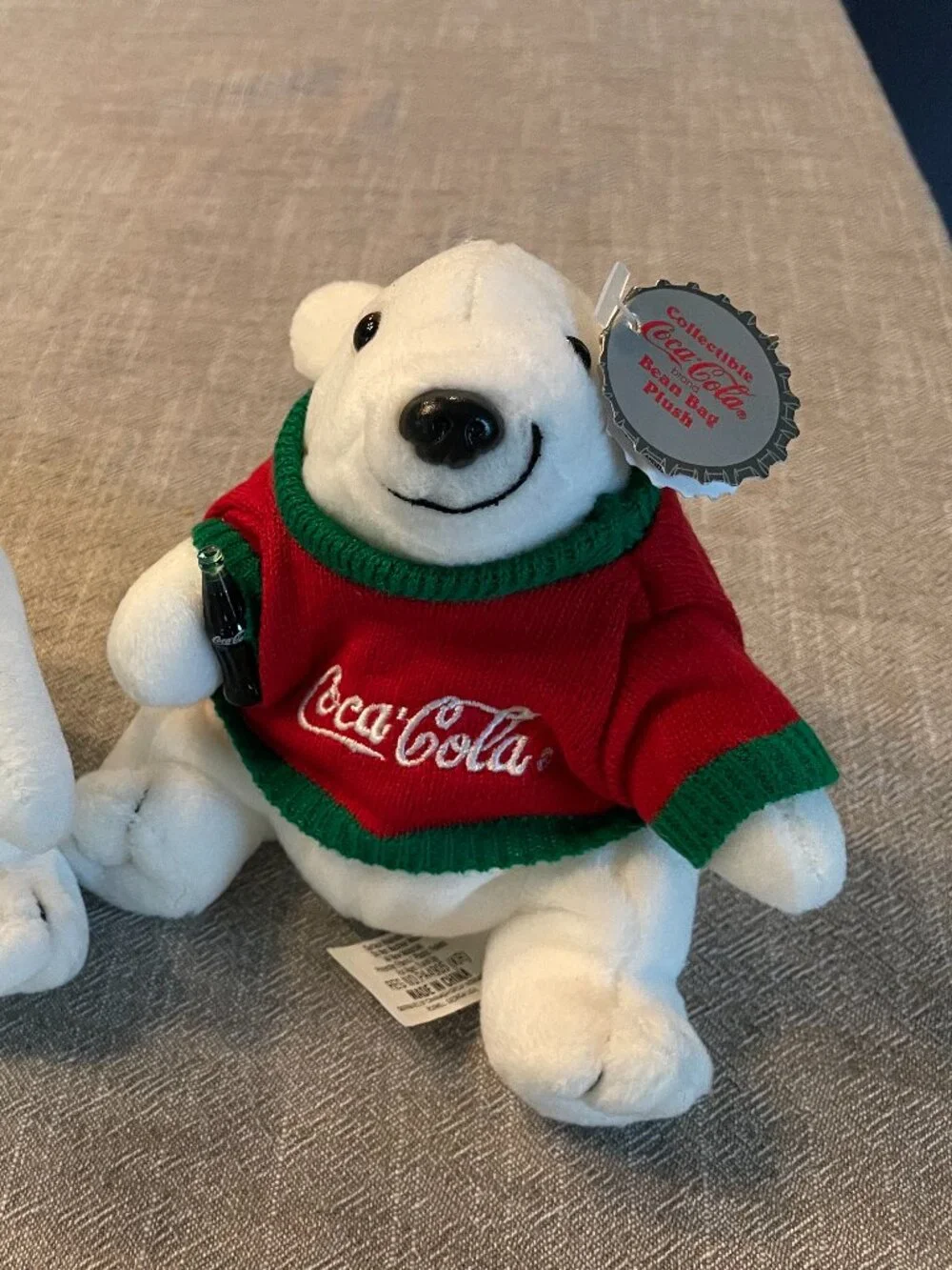 NWT! Vintage Coca-Cola Bear Plush Set of 2 One with Sweater White 1998!